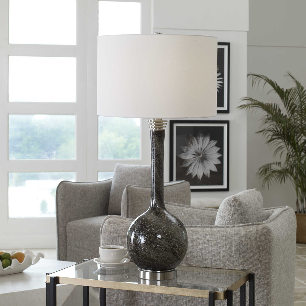 Cosmos Charcoal Glass Table Lamp - Bombay Mercantile