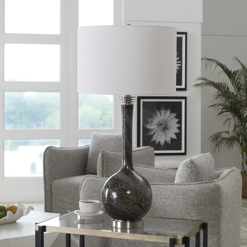 Cosmos Charcoal Glass Table Lamp - Bombay Mercantile