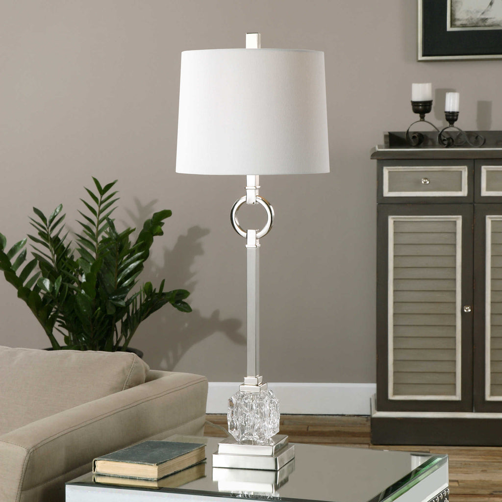 Bordolano Polished Nickel Buffet Lamp - Bombay Mercantile