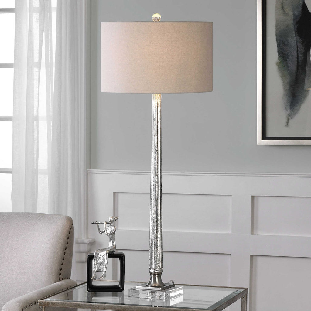 Fiona Ribbed Mercury Glass Lamp - Bombay Mercantile