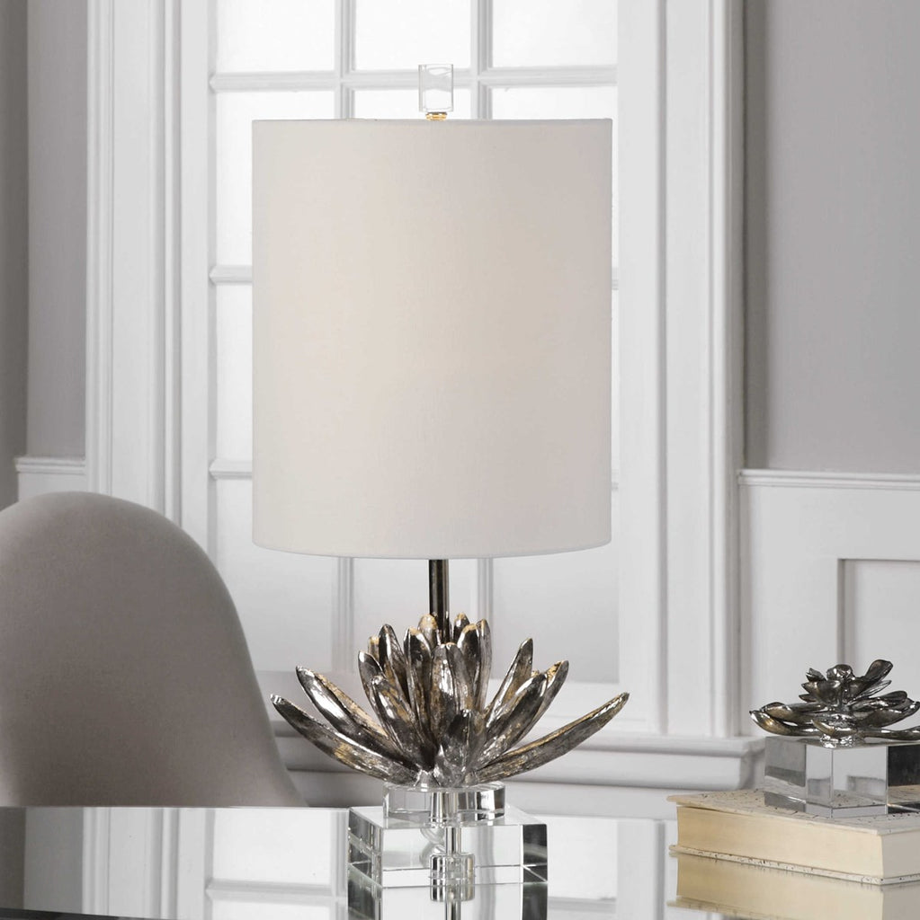 Silver Lotus Accent Lamp - Bombay Mercantile