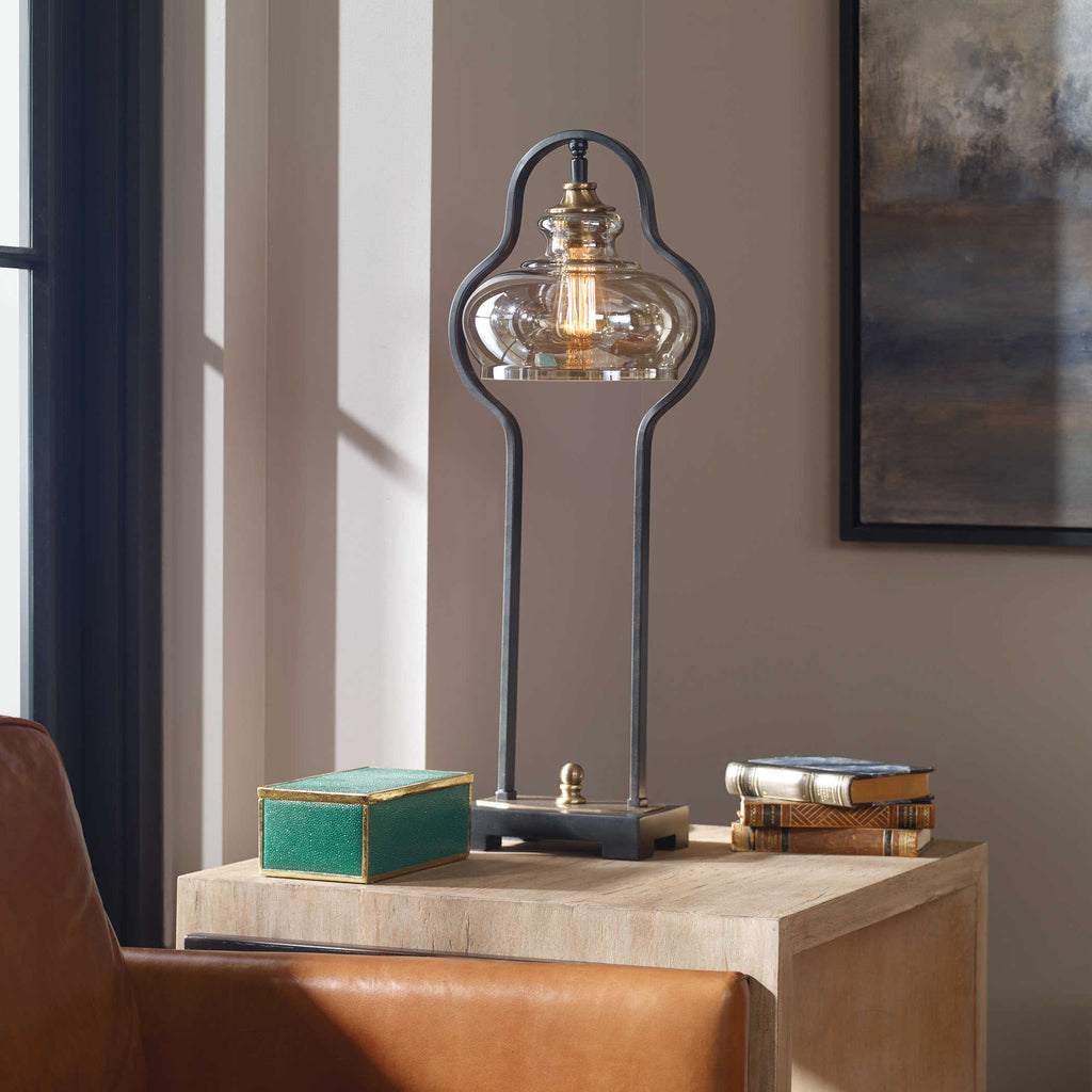 Cotulla Aged Black Desk Lamp - Bombay Mercantile