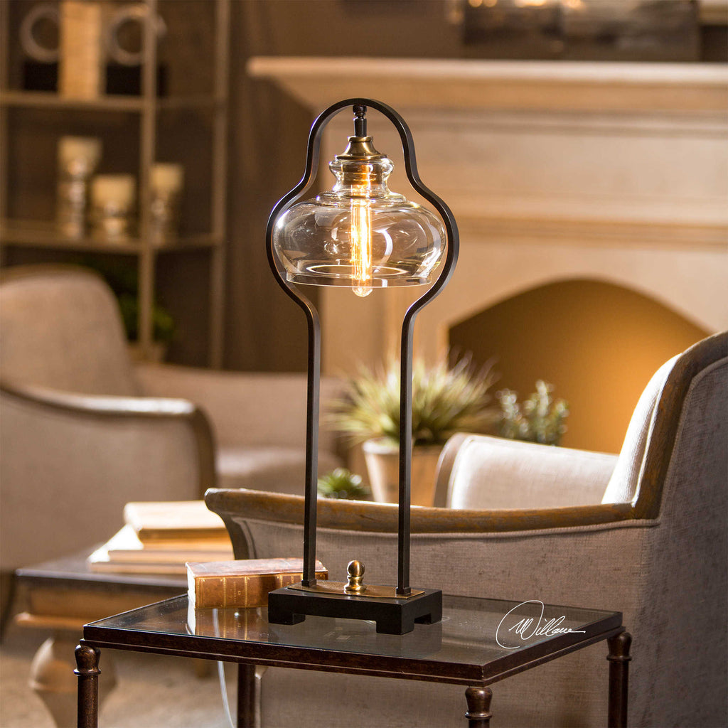 Cotulla Aged Black Desk Lamp - Bombay Mercantile