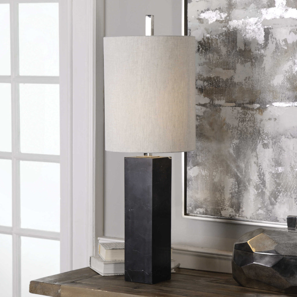 Delaney Marble Column Accent Lamp - Bombay Mercantile