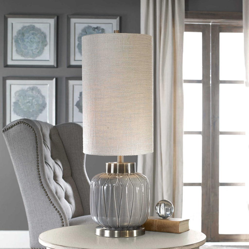 Zahlia Aged Gray Ceramic Lamp - Bombay Mercantile