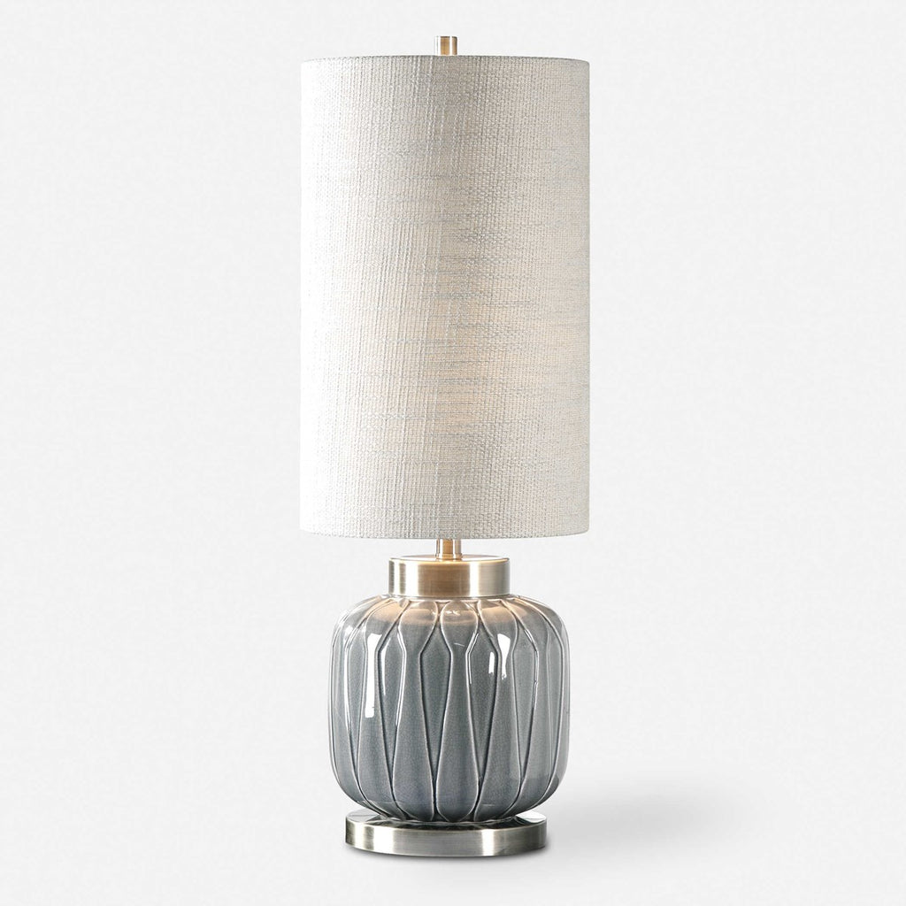Zahlia Aged Gray Ceramic Lamp - Bombay Mercantile