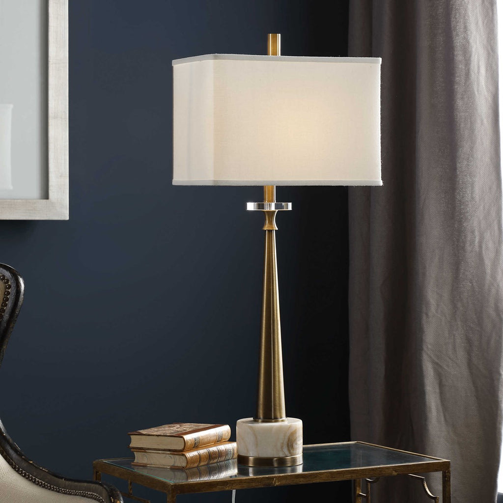 Verner Tapered Brass Table Lamp - Bombay Mercantile