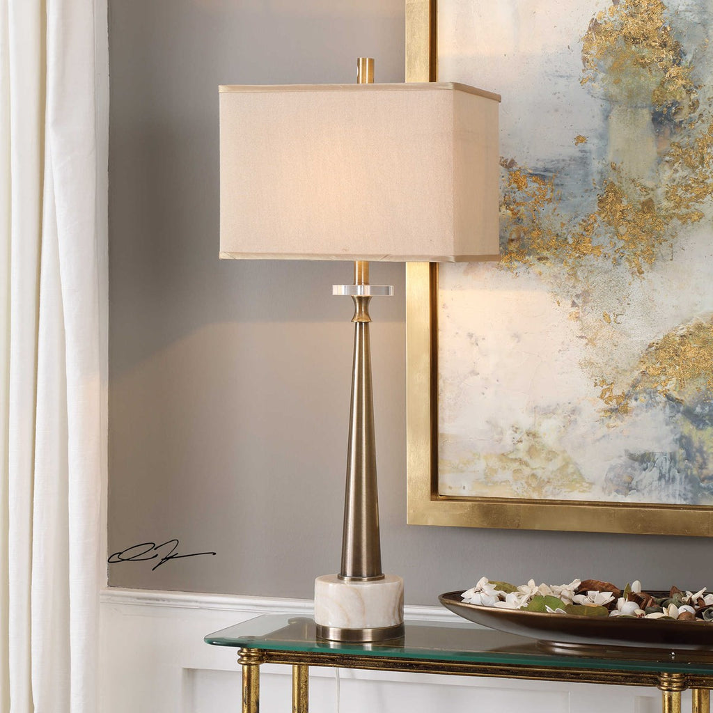 Verner Tapered Brass Table Lamp - Bombay Mercantile