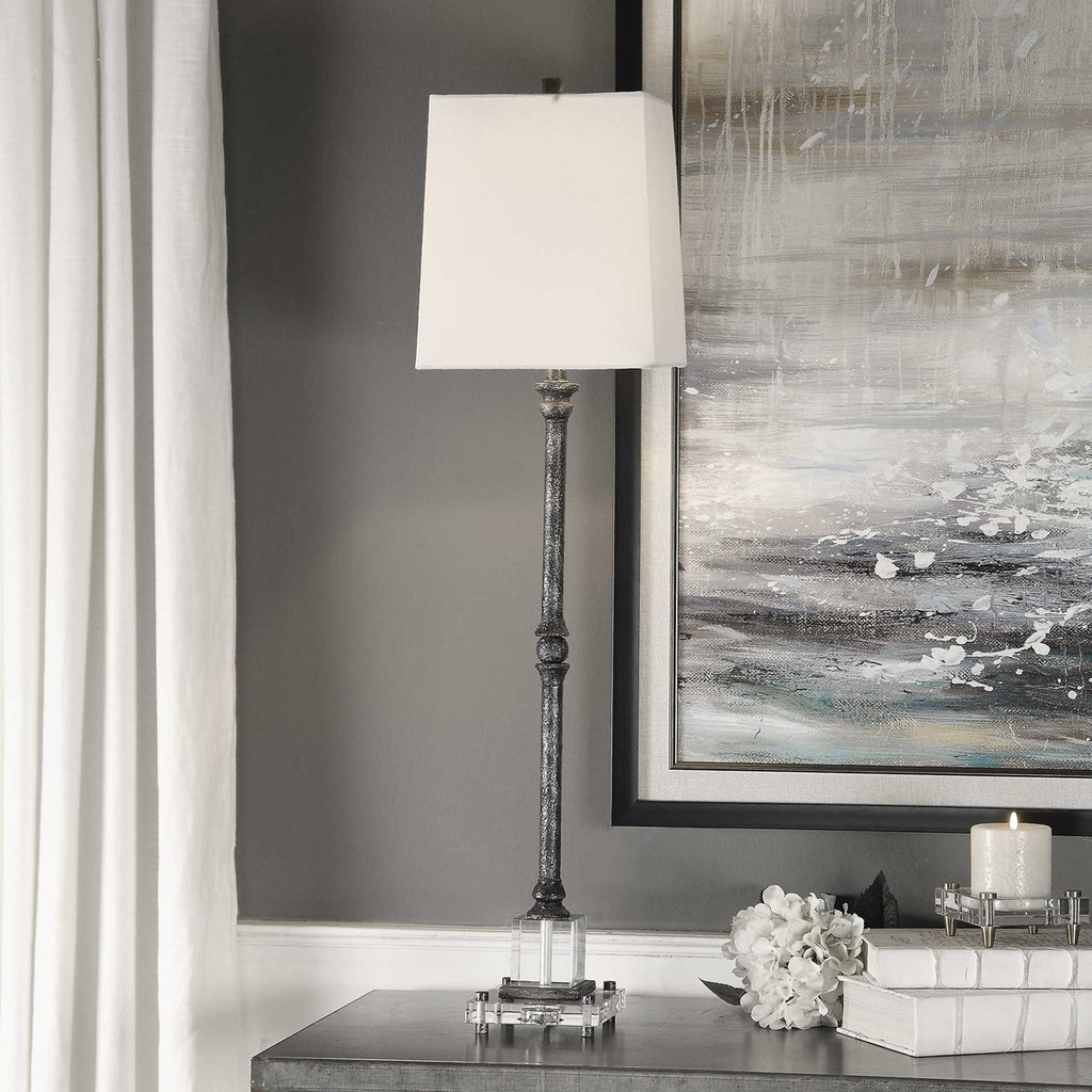 Teala Aged Black Buffet Lamp - Bombay Mercantile