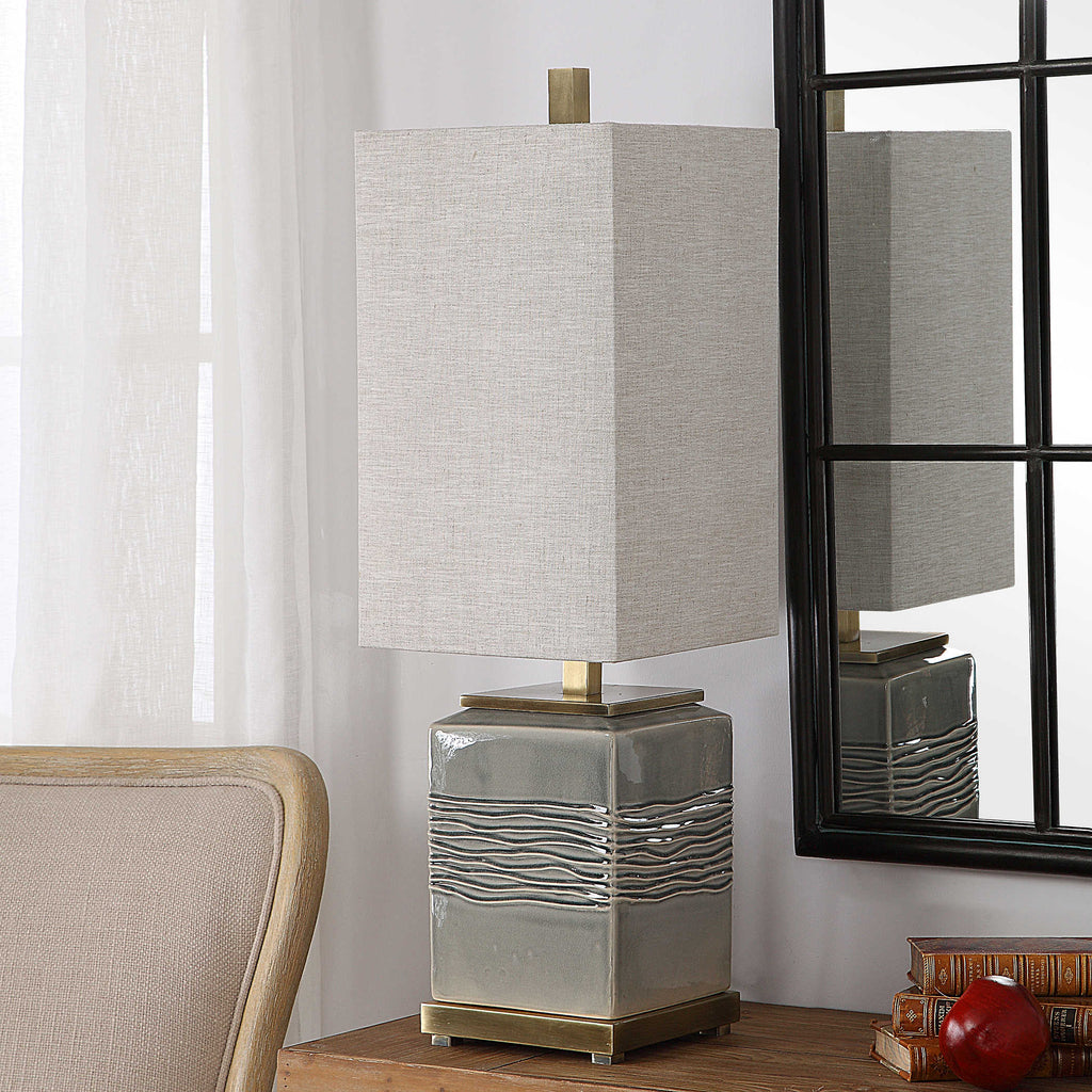 Covey Gray Glaze Buffet Lamp - Bombay Mercantile