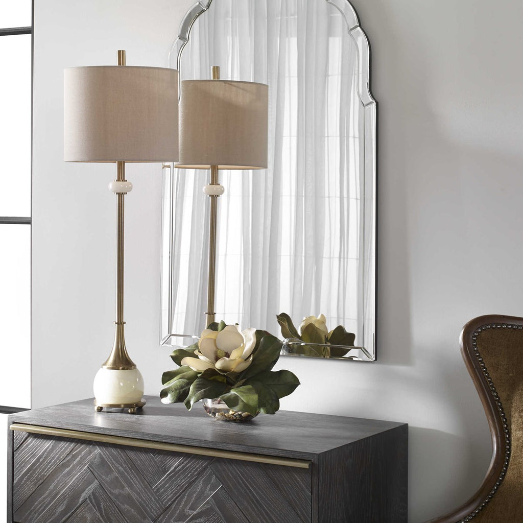 Natania Plated Brass Buffet Lamp - Bombay Mercantile
