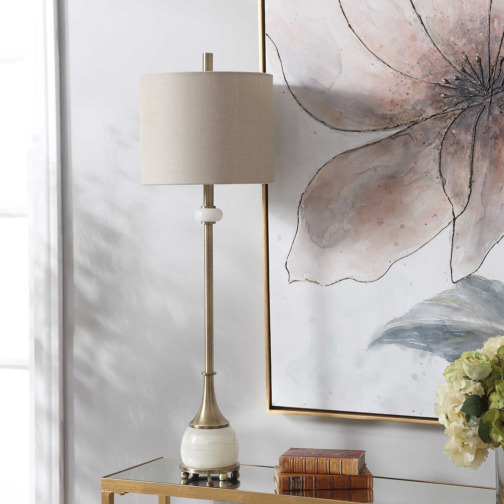 Natania Plated Brass Buffet Lamp - Bombay Mercantile