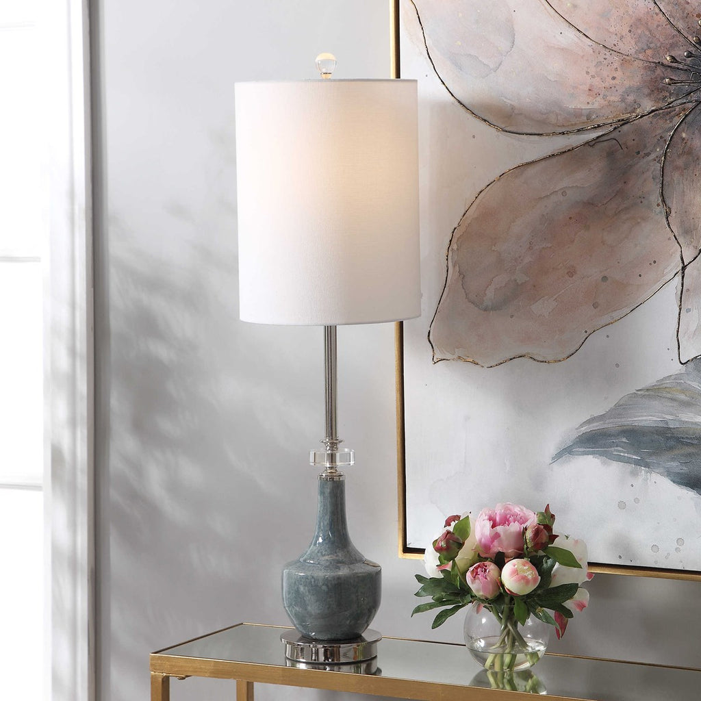 Piers Mottled Blue Buffet Lamp - Bombay Mercantile