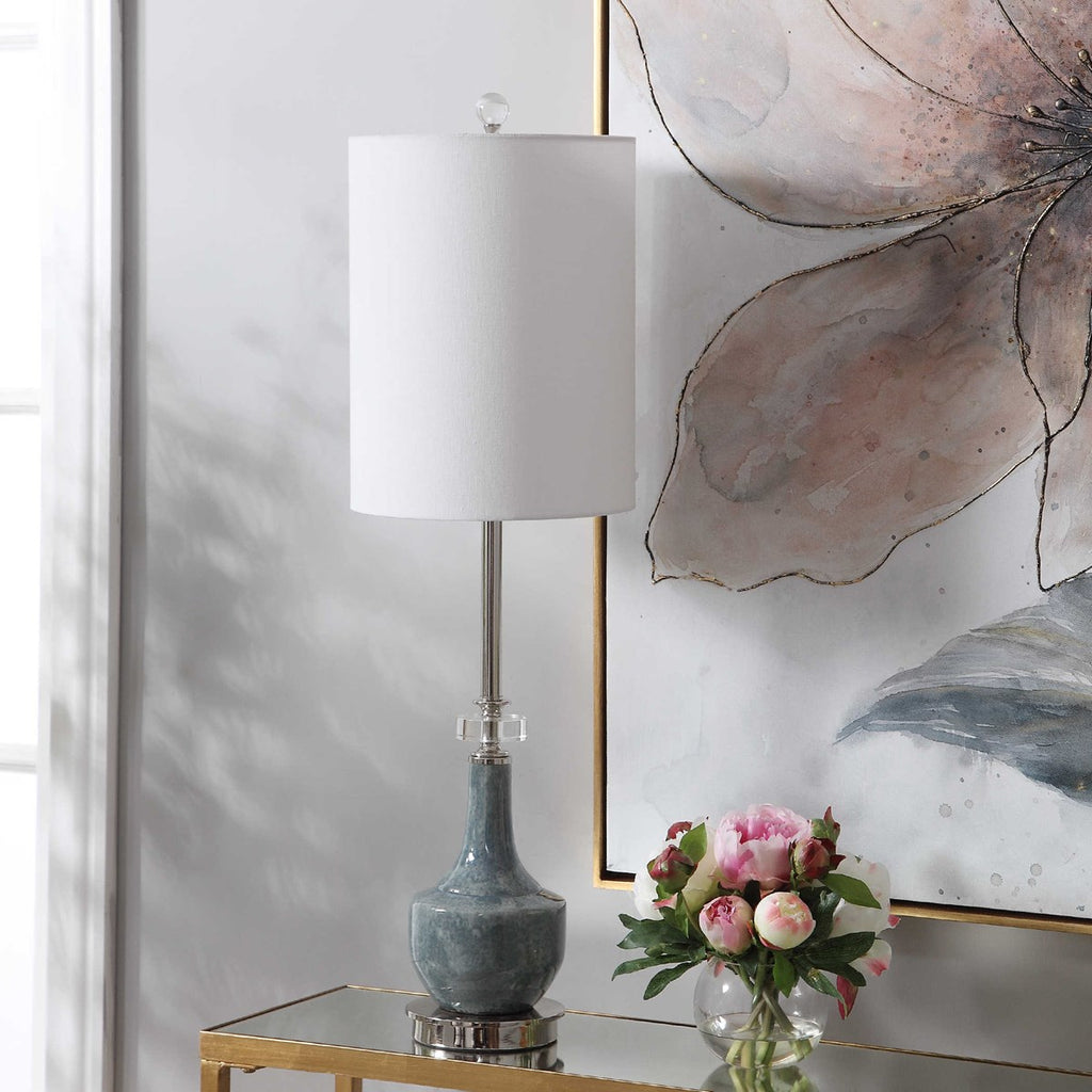 Piers Mottled Blue Buffet Lamp - Bombay Mercantile