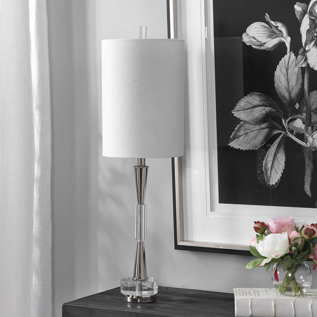 Azaria Polished Nickel Buffet Lamp - Bombay Mercantile