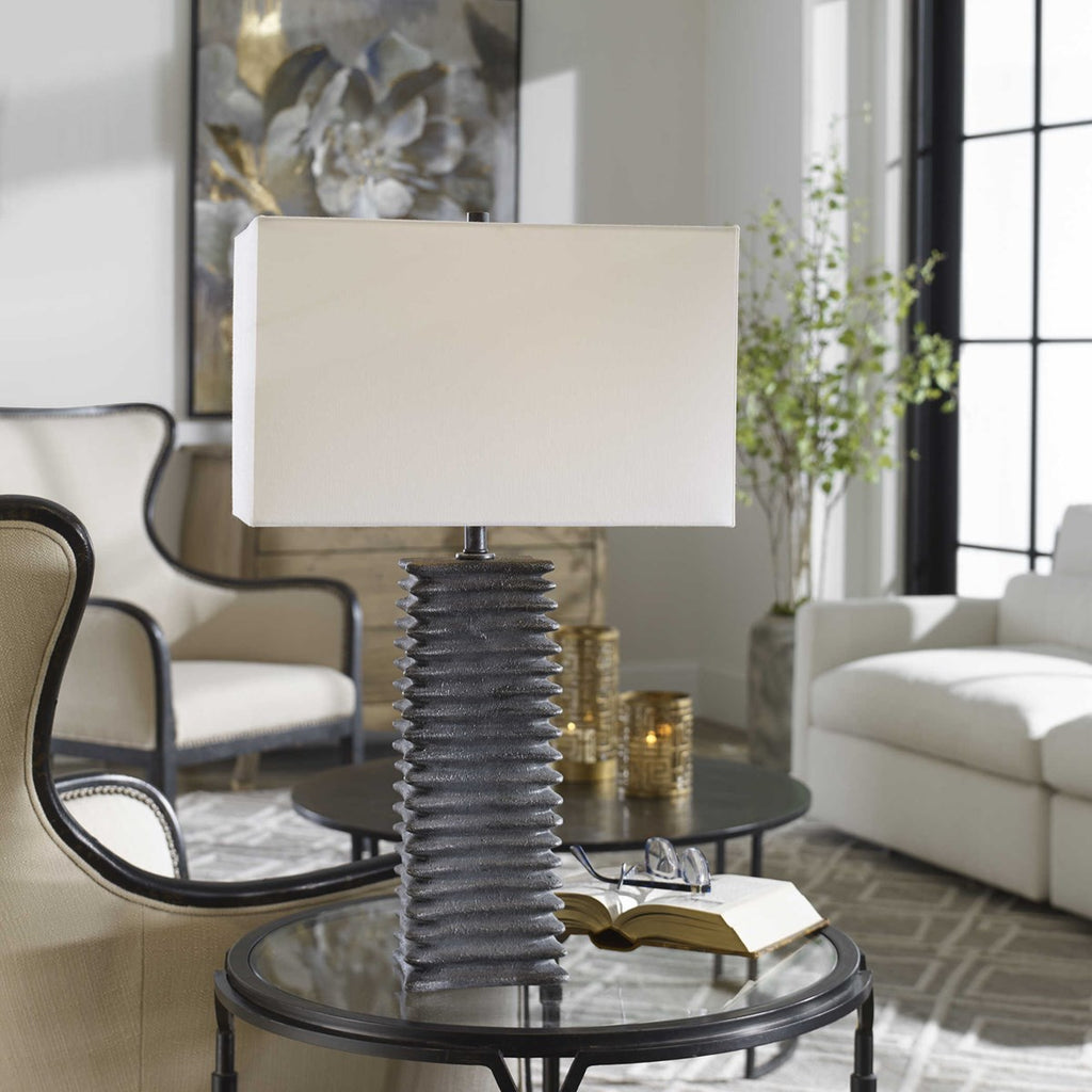 Sanderson Metallic Charcoal Table Lamp - Bombay Mercantile
