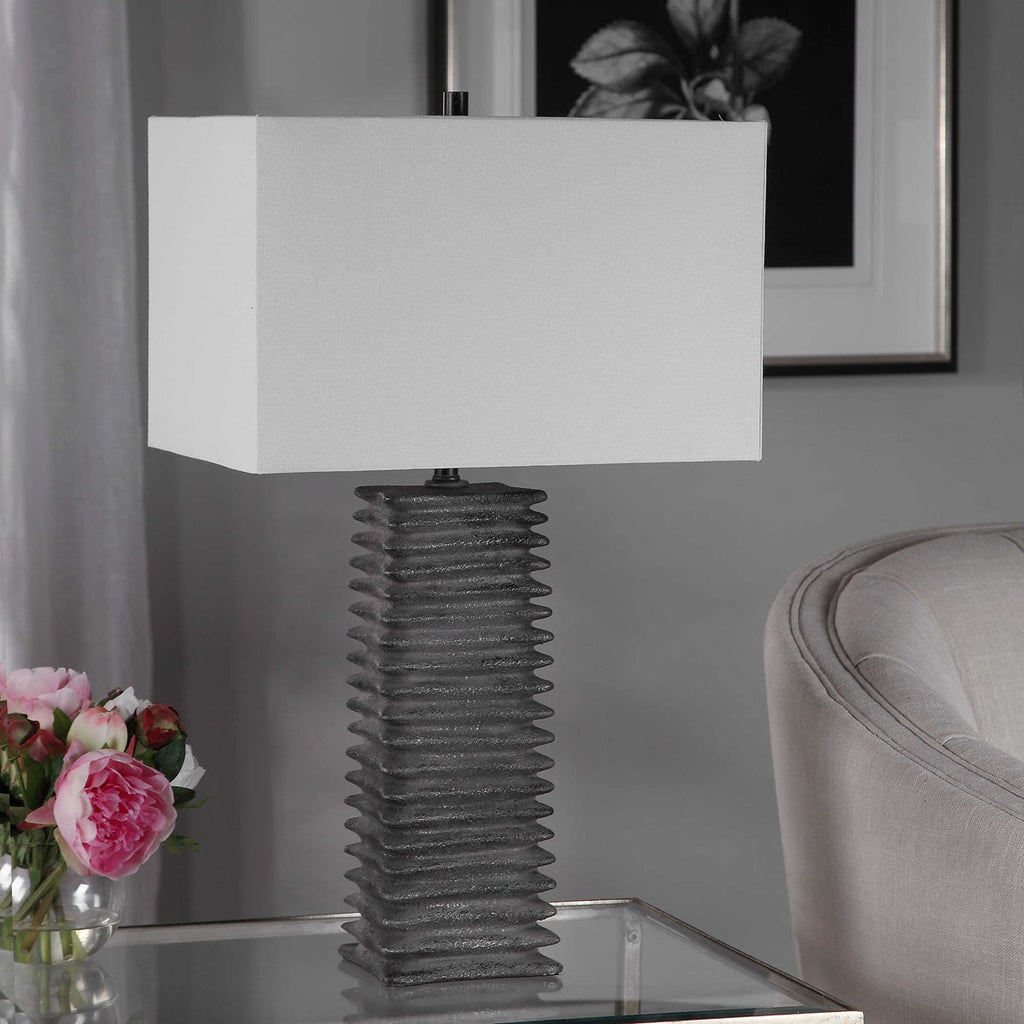 Sanderson Metallic Charcoal Table Lamp - Bombay Mercantile