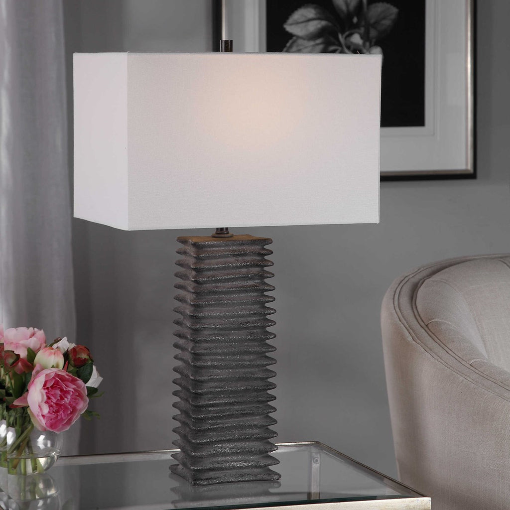 Sanderson Metallic Charcoal Table Lamp - Bombay Mercantile