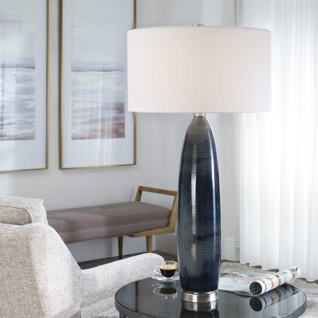 Cullen Blue Gray Table Lamp - Bombay Mercantile