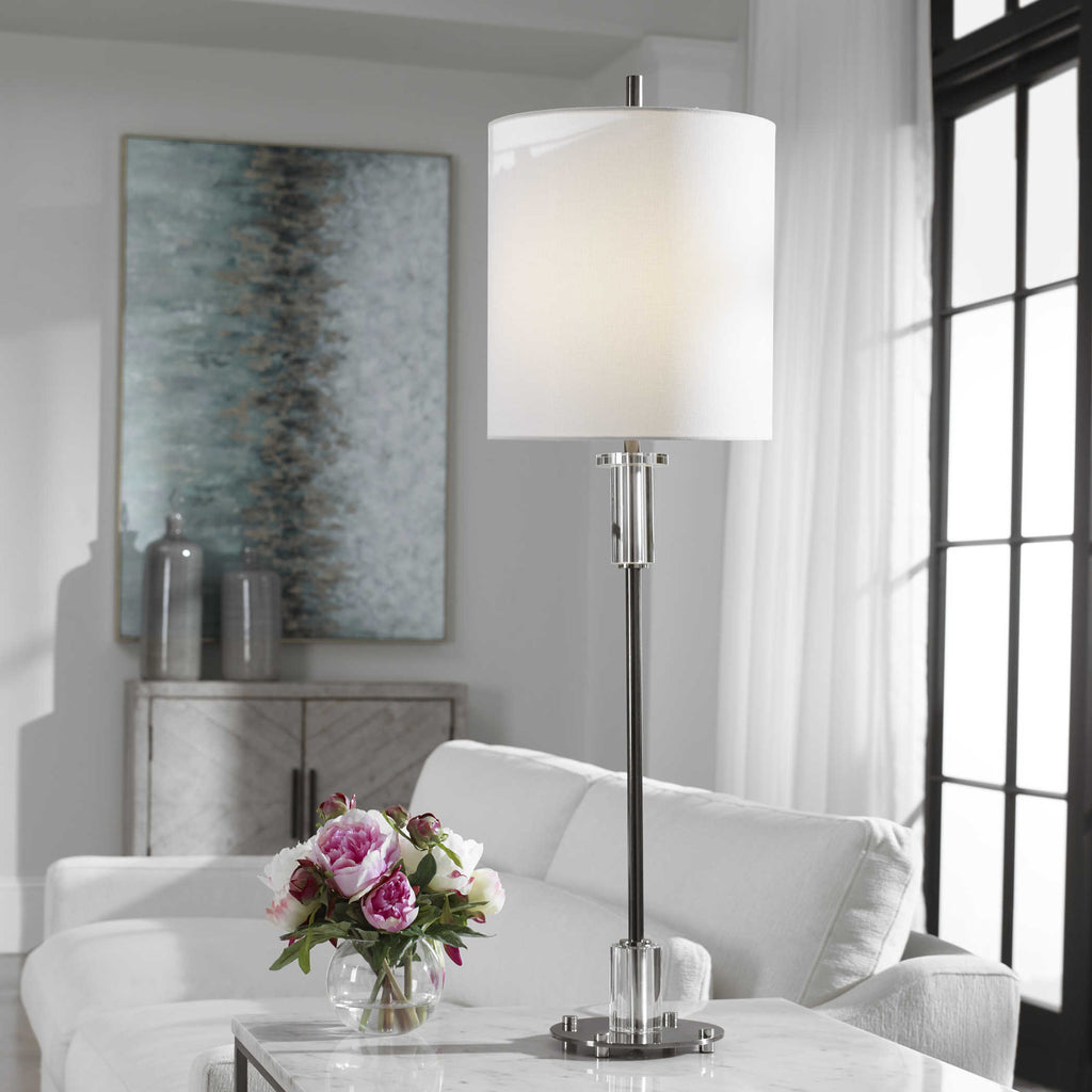 Aurelia Steel Buffet Lamp - Bombay Mercantile