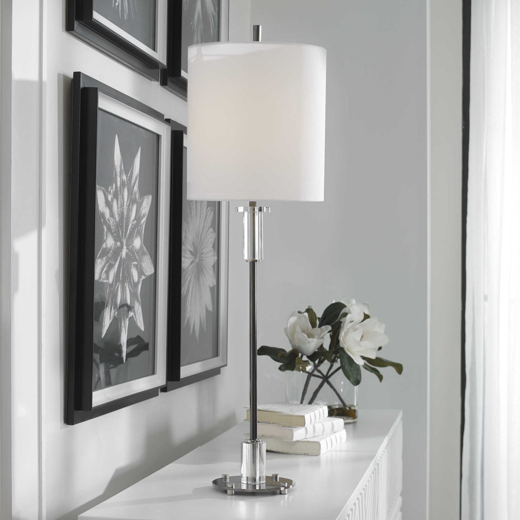 Aurelia Steel Buffet Lamp - Bombay Mercantile