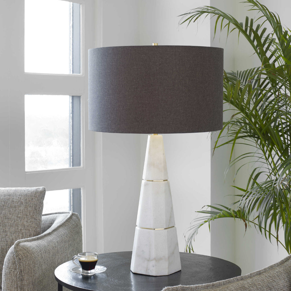 Citadel White Marble Table Lamp - Bombay Mercantile
