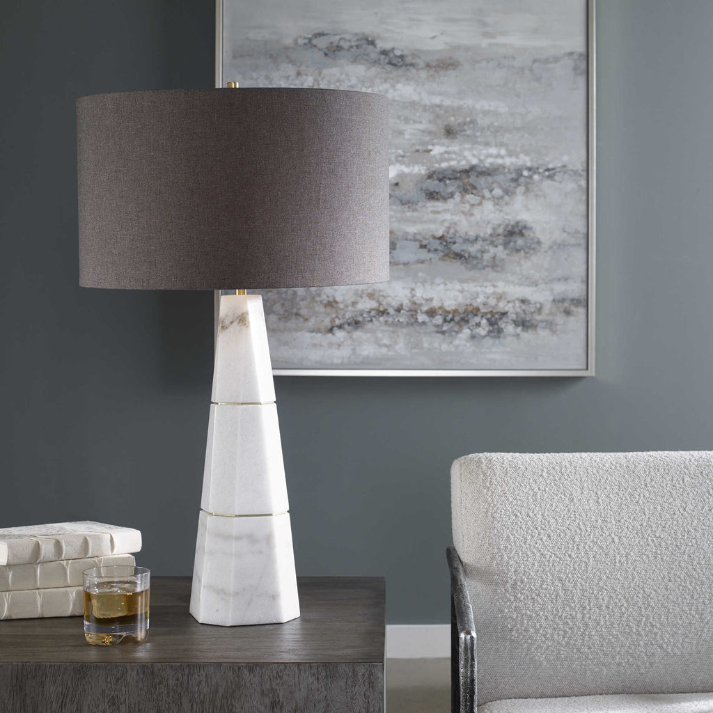 Citadel White Marble Table Lamp - Bombay Mercantile