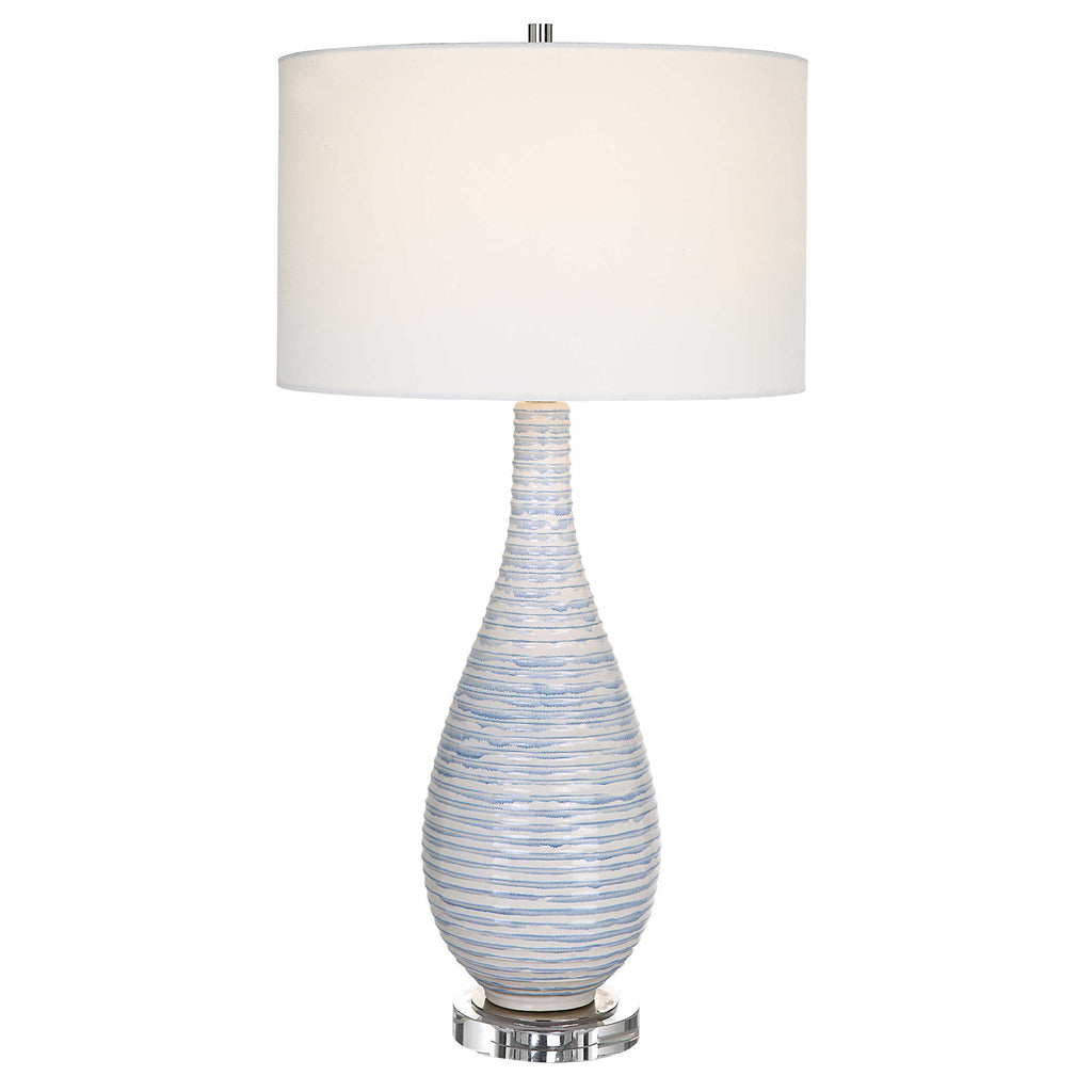 Clariot Ribbed Blue Table Lamp - Bombay Mercantile