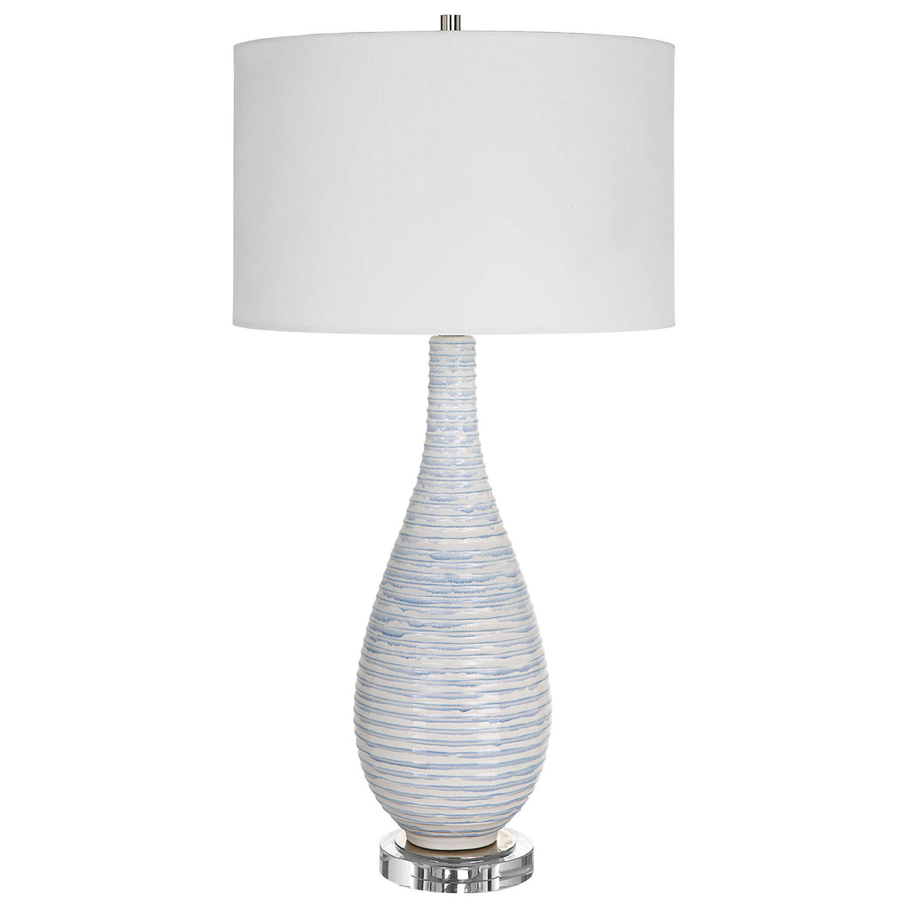 Clariot Ribbed Blue Table Lamp - Bombay Mercantile