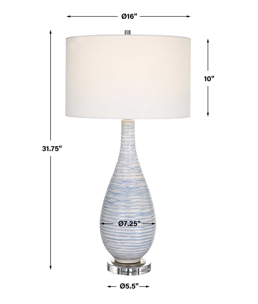 Clariot Ribbed Blue Table Lamp - Bombay Mercantile
