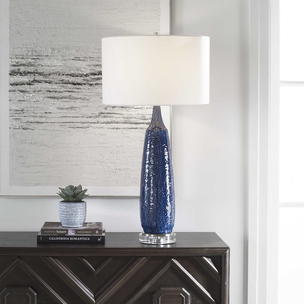 Newport Cobalt Blue Table Lamp - Bombay Mercantile