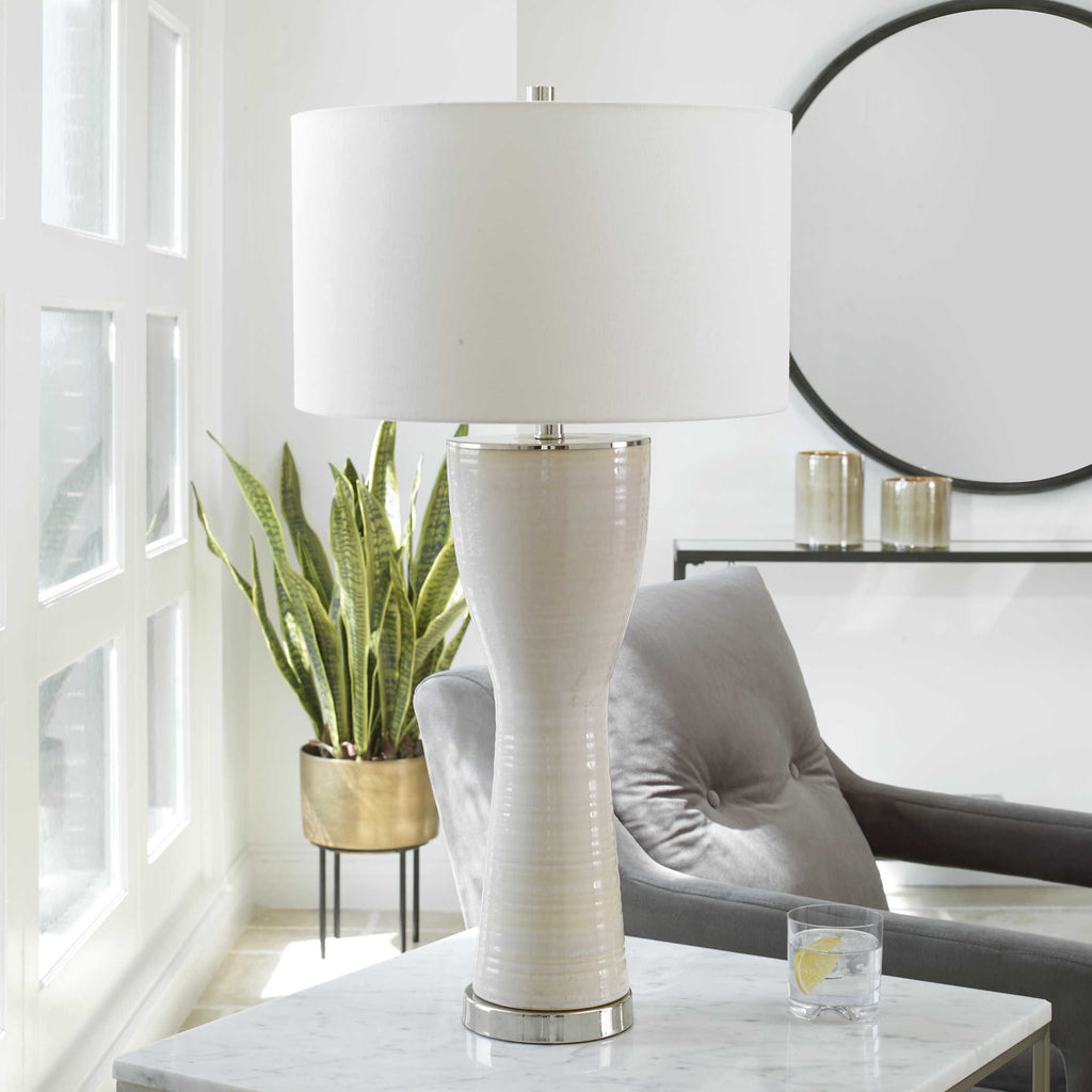 Amphora Off-White Glaze Table Lamp - Bombay Mercantile