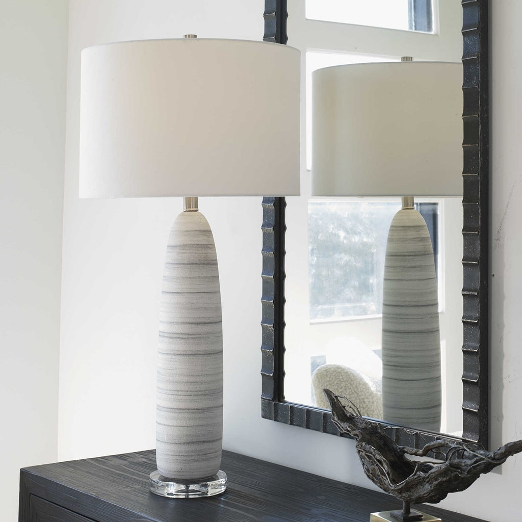 Levadia Matte White Table Lamp - Bombay Mercantile