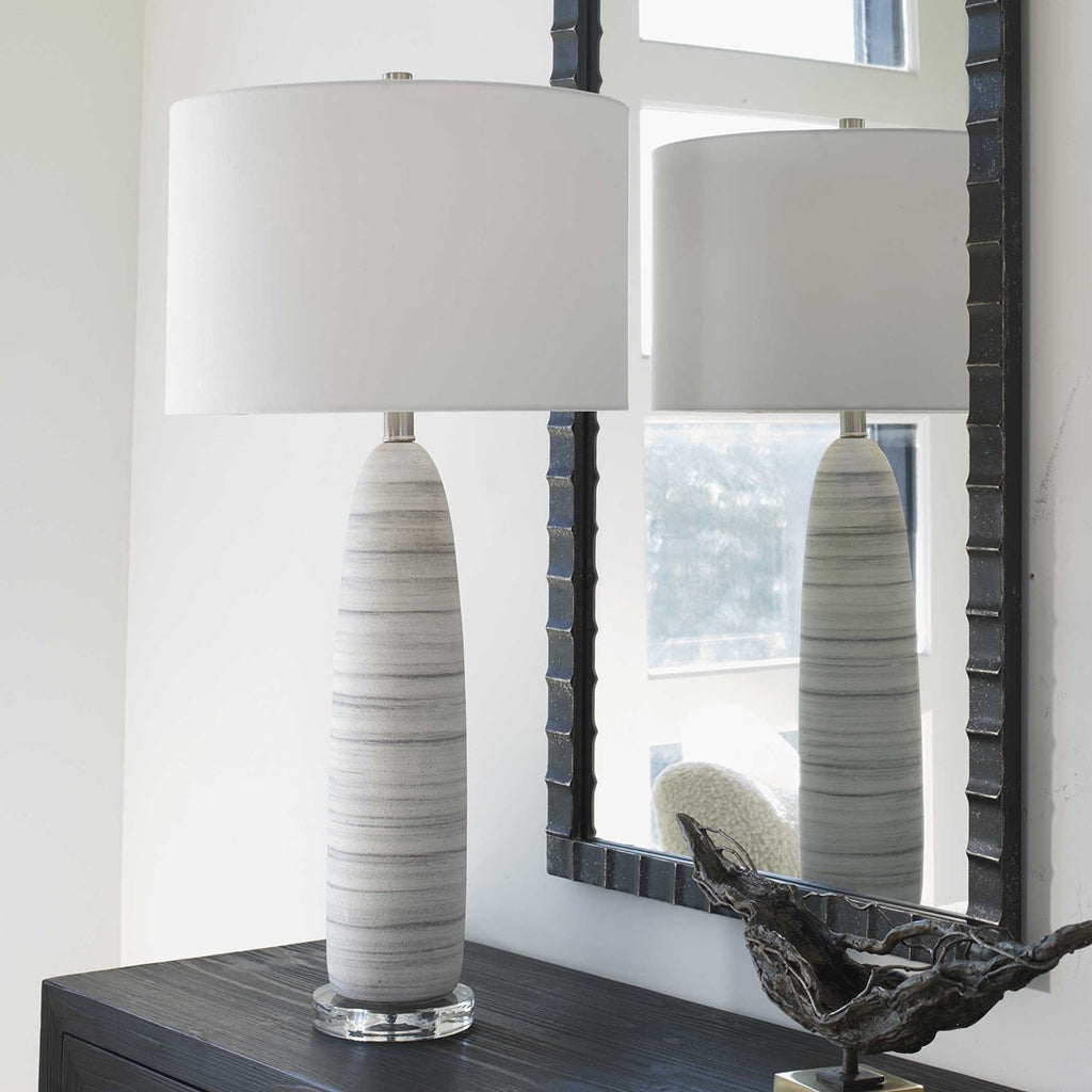 Levadia Matte White Table Lamp - Bombay Mercantile