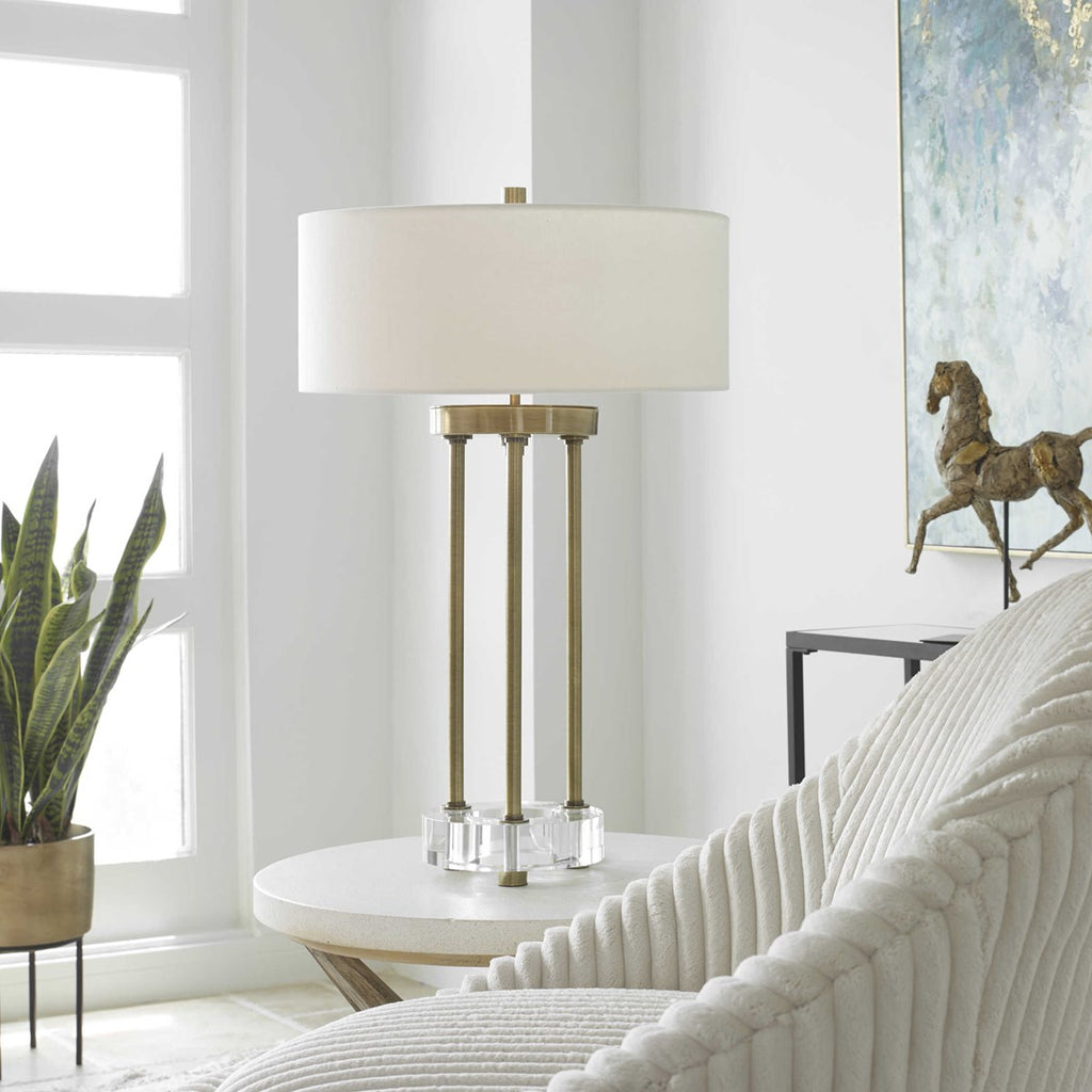 Pantheon Brass Rod Table Lamp - Bombay Mercantile