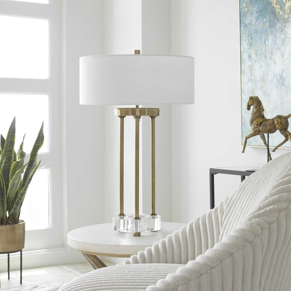 Pantheon Brass Rod Table Lamp - Bombay Mercantile