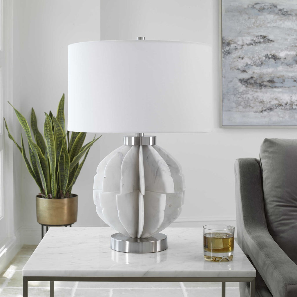 Repetition White Marble Table Lamp - Bombay Mercantile