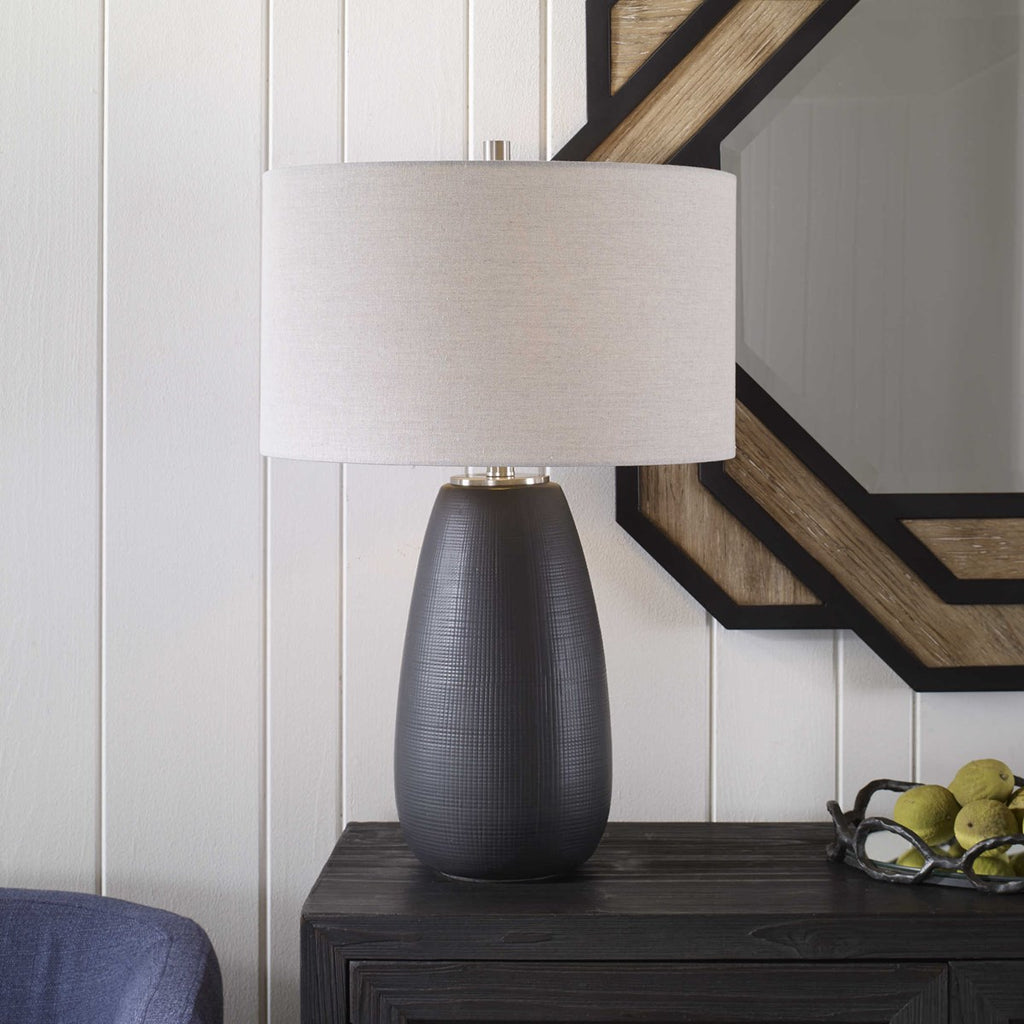 Twilight Satin Black Table Lamp - Bombay Mercantile