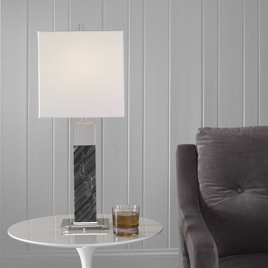 Pilaster Black Marble Table Lamp - Bombay Mercantile