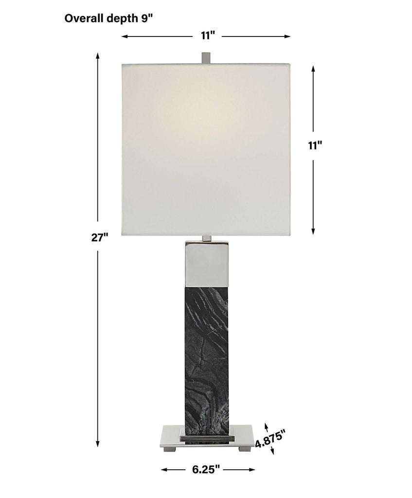 Pilaster Black Marble Table Lamp - Bombay Mercantile