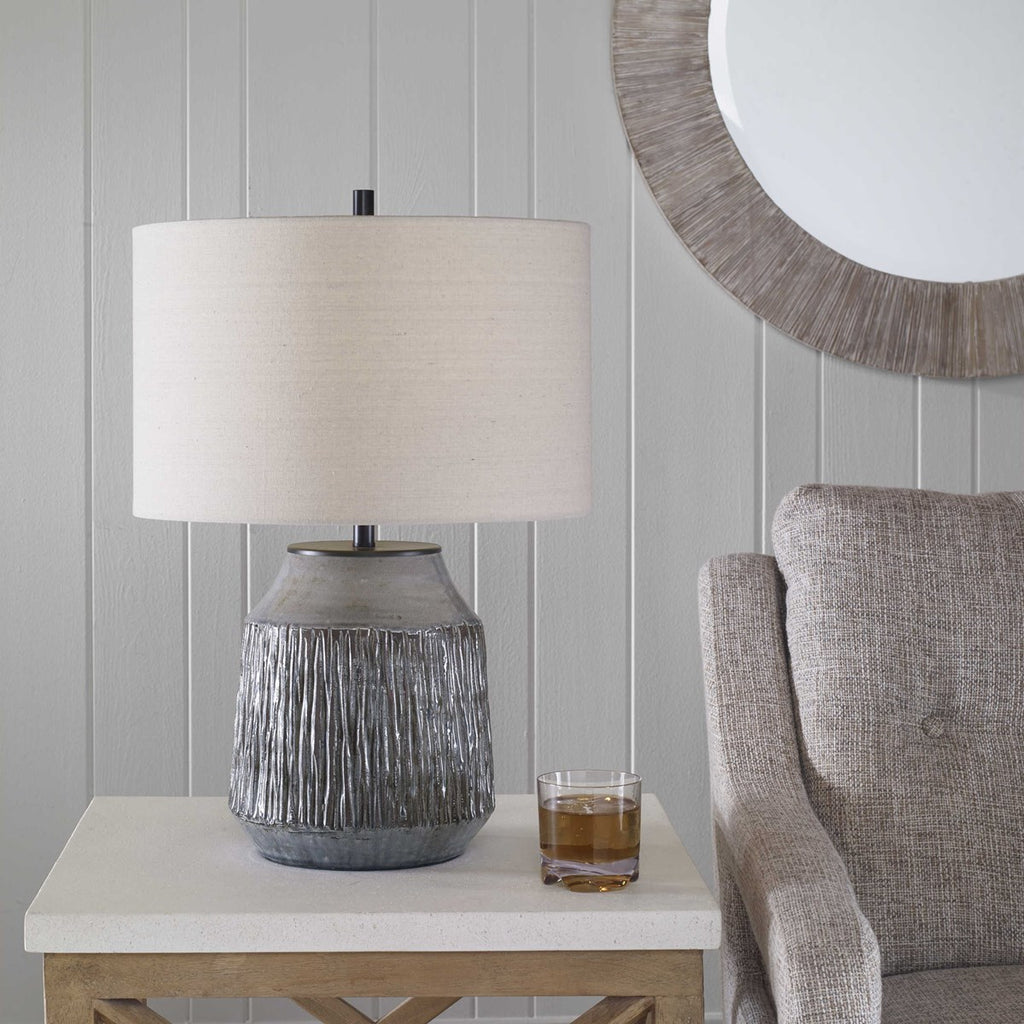 Neolithic Blue-Gray Table Lamp - Bombay Mercantile