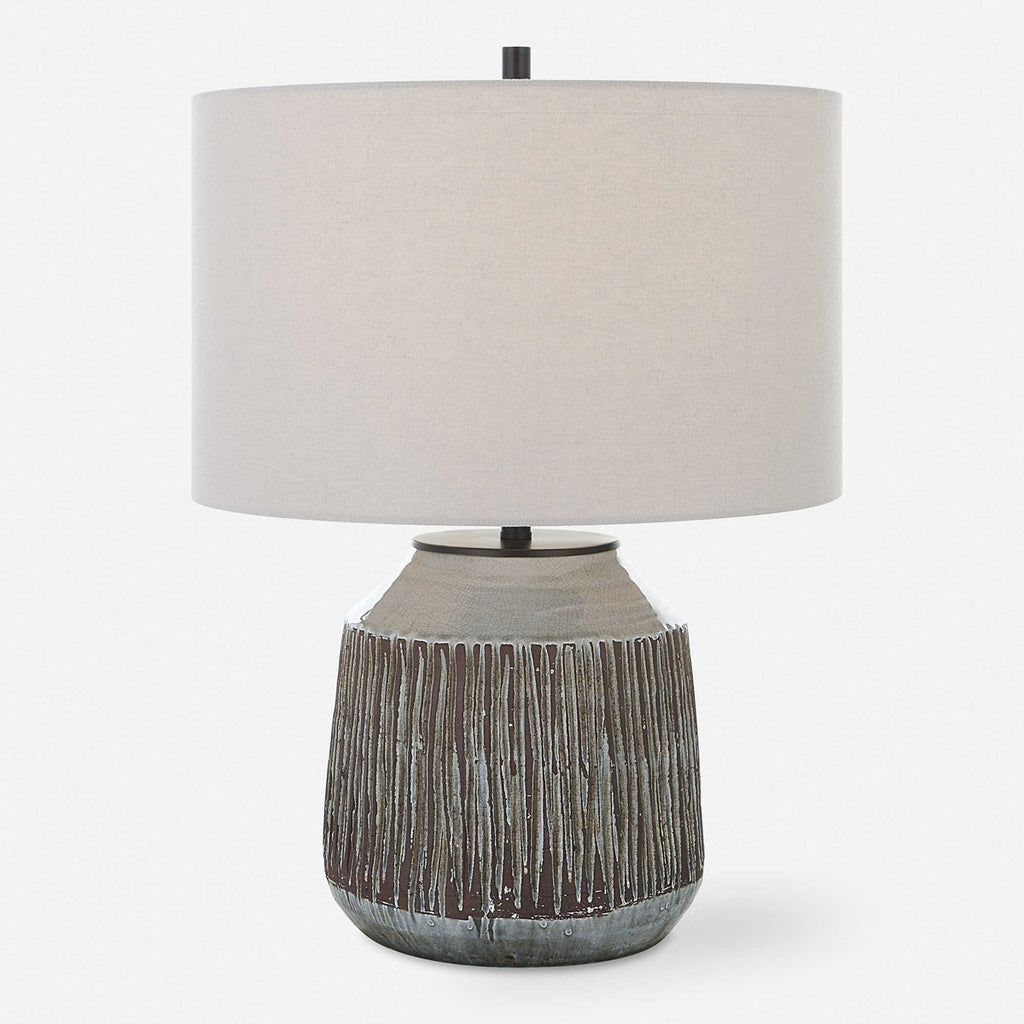 Neolithic Blue-Gray Table Lamp - Bombay Mercantile
