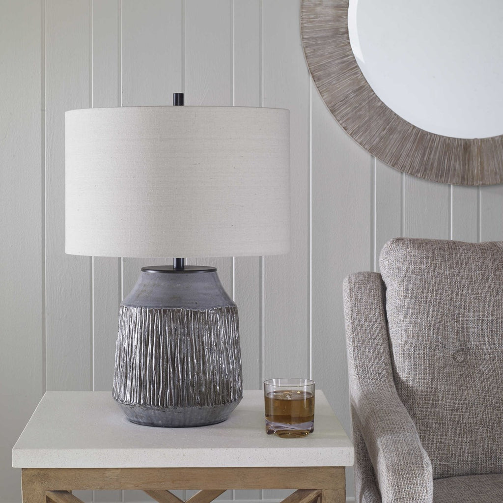 Neolithic Blue-Gray Table Lamp - Bombay Mercantile