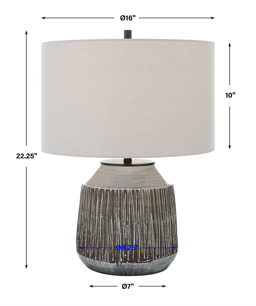 Neolithic Blue-Gray Table Lamp - Bombay Mercantile