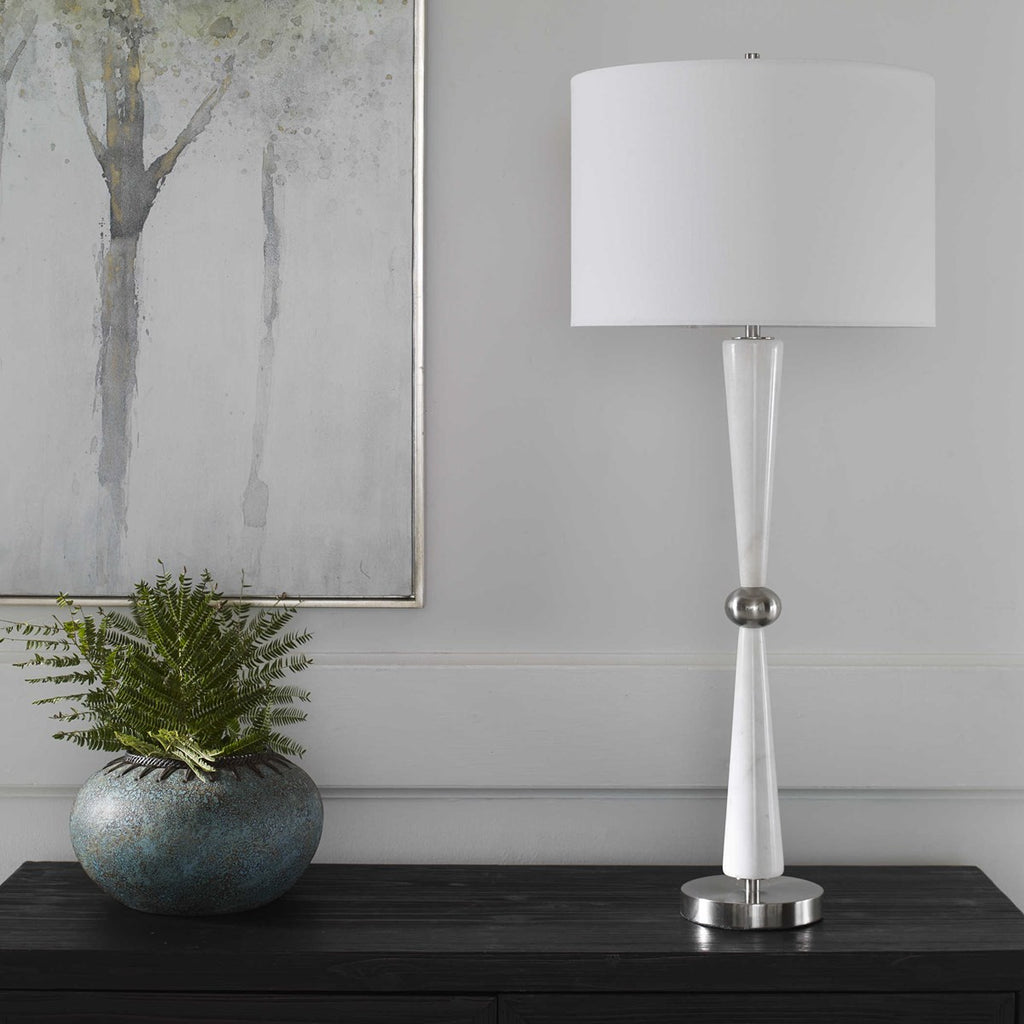 Hourglass White Table Lamp - Bombay Mercantile