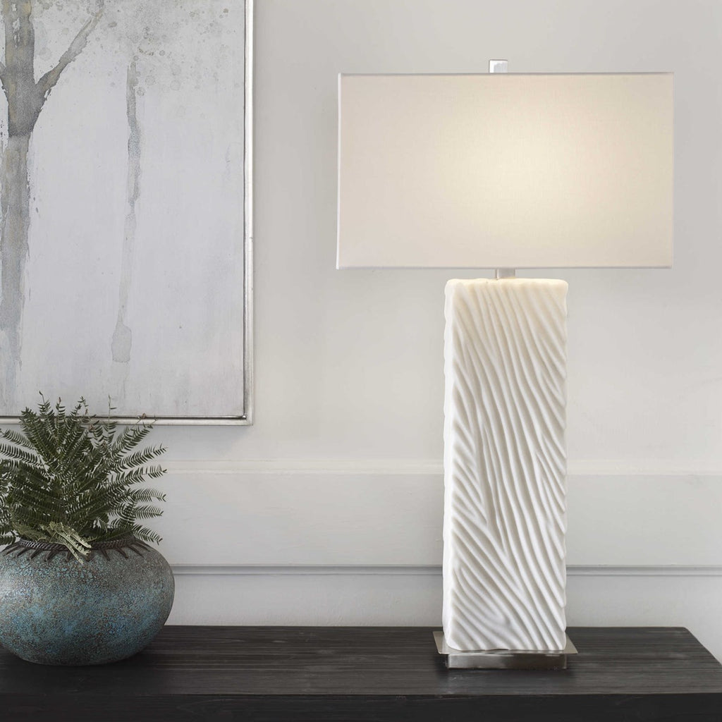 Pillar White Marble Table Lamp - Bombay Mercantile