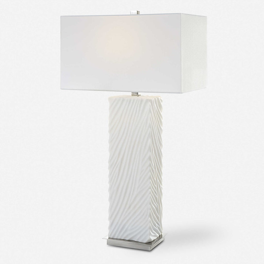 Pillar White Marble Table Lamp - Bombay Mercantile
