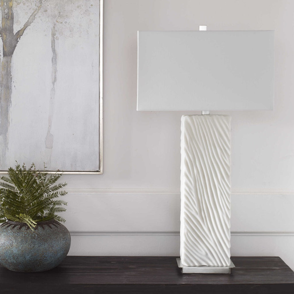 Pillar White Marble Table Lamp - Bombay Mercantile