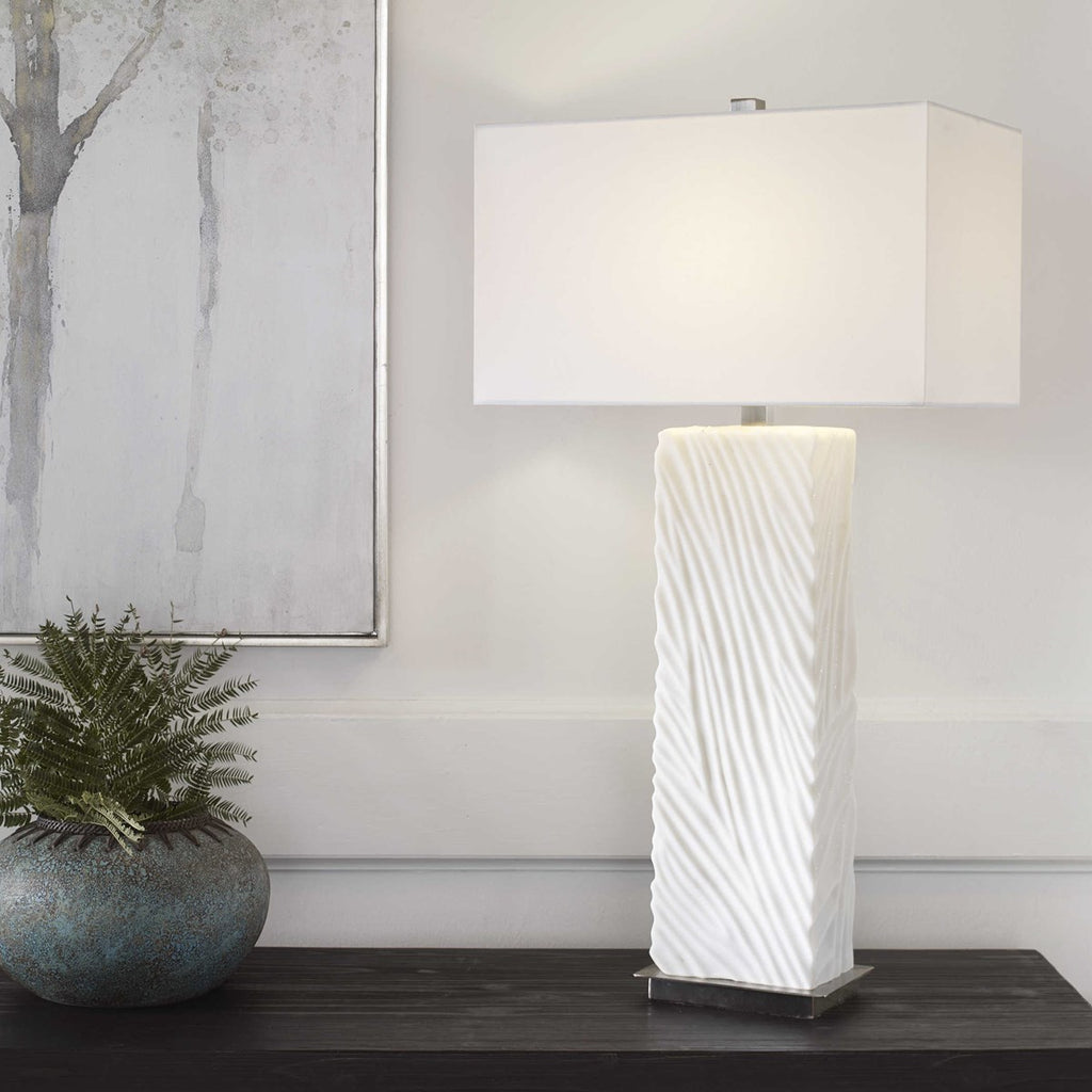 Pillar White Marble Table Lamp - Bombay Mercantile