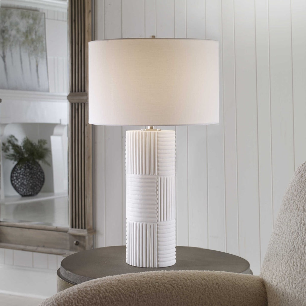 Patchwork White Table Lamp - Bombay Mercantile